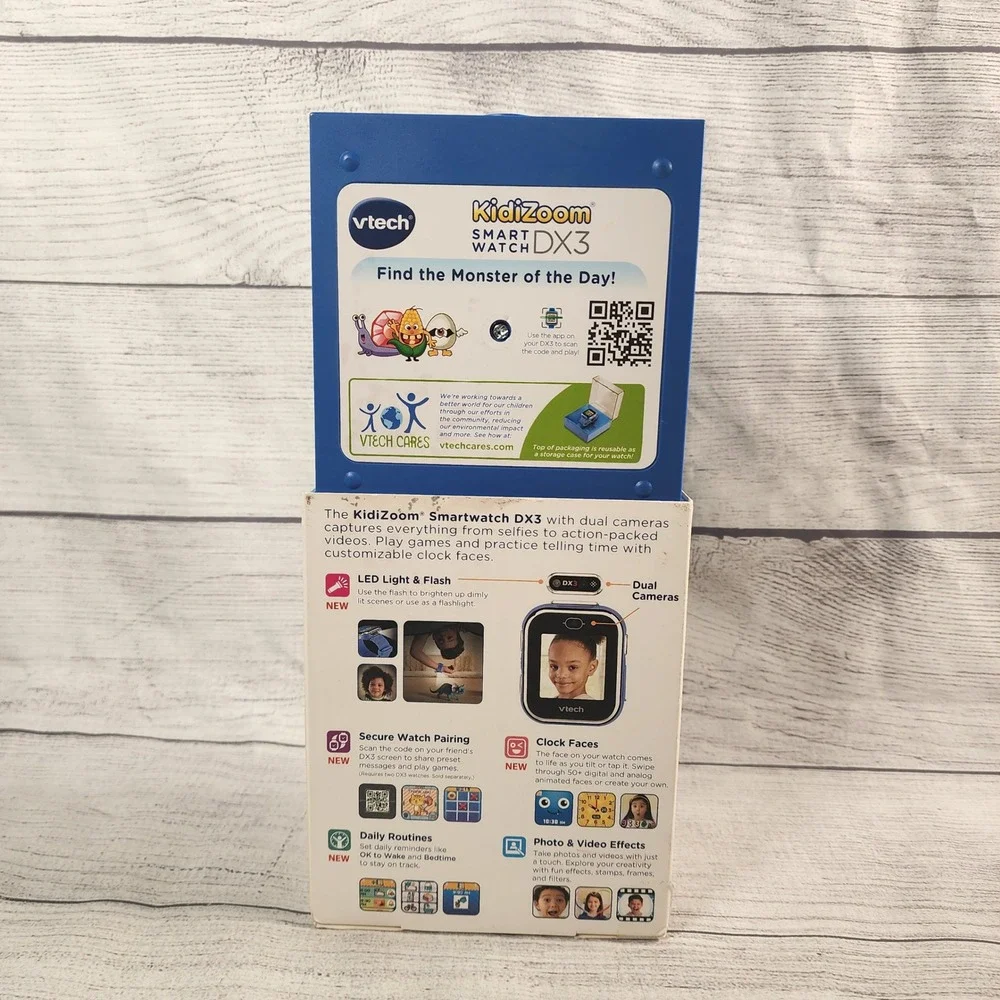 VTech KidiZoom Smartwatch DX3 Blue Kids Digital Camera Watch 5490 New Box Wear